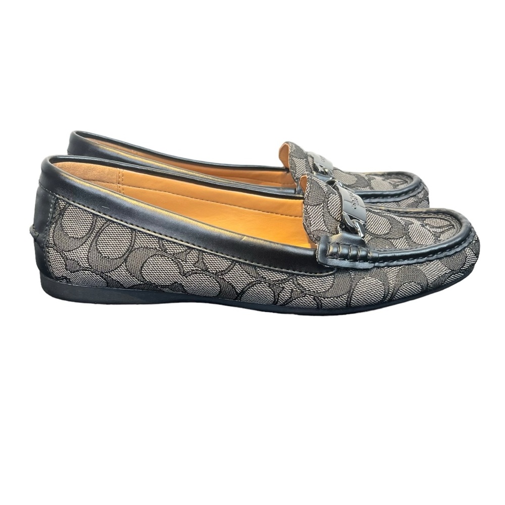 Coach OLIVE Black Signature Logo Loafers Size 7 - Picture 4 of 8
